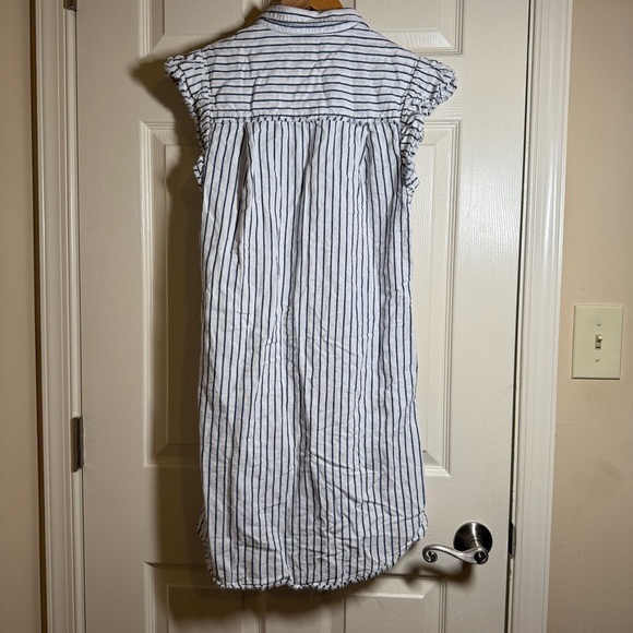 Melissa Nepton Sunset Royal Slub Stripe Cotton Linen Shirtdress Size SP - Picture 10 of 13